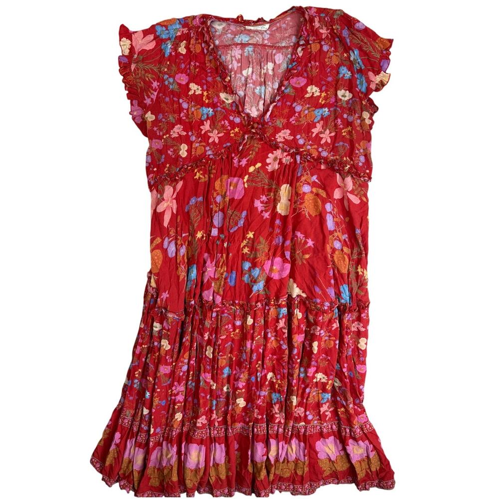 Spell & The Gypsy Wild Bloom Gown Floral Red Boho Maxi Dress XS